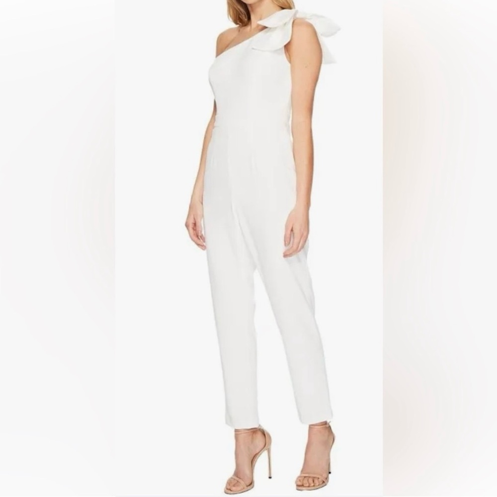 Adrianna Papell White One-Shoulder Jumpsuit